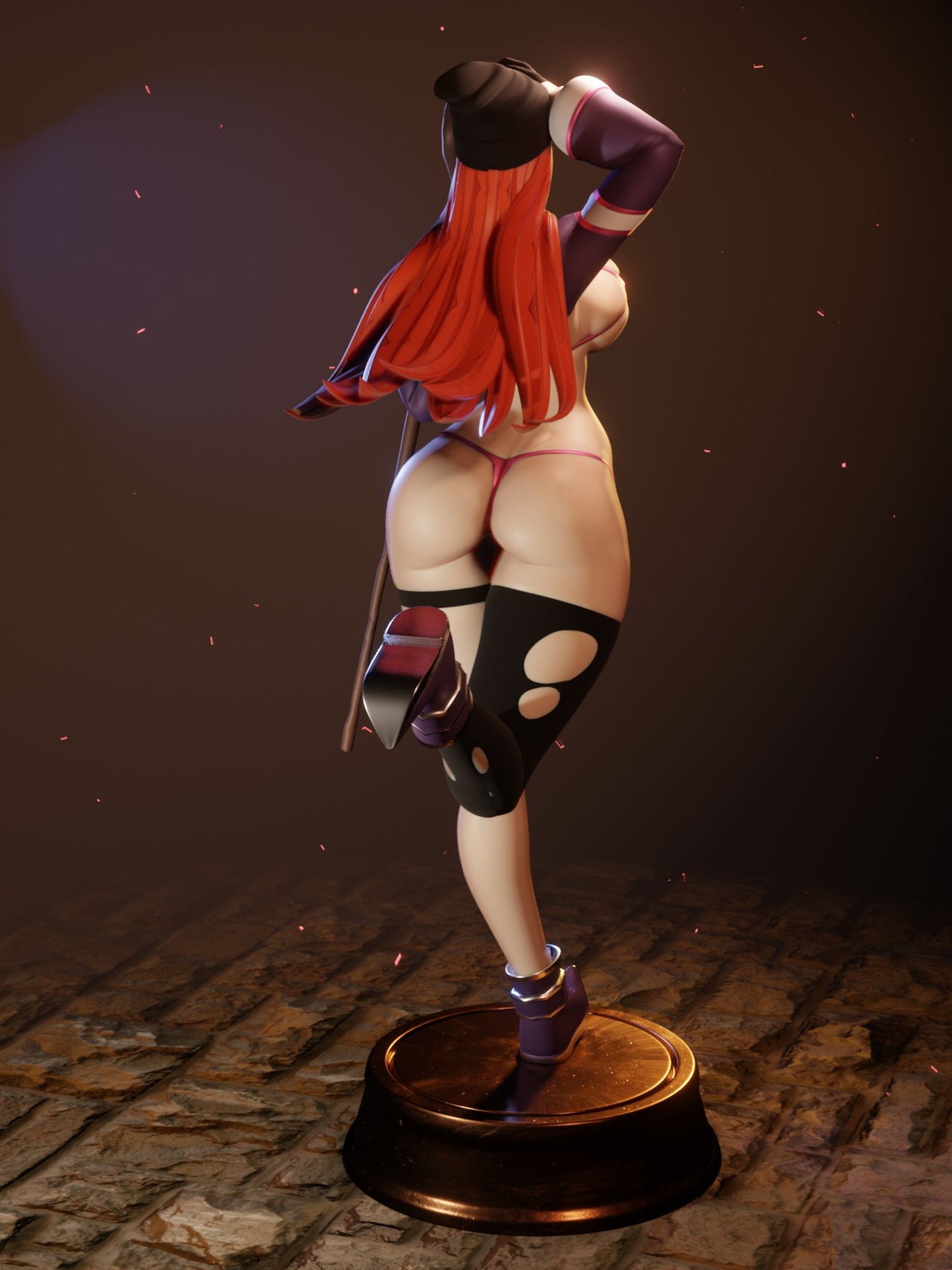 Bikini-clad sorceress miniature for D&D and tabletop RPGs, detailed female wizard proxy in fantasy armor with flowing hair and magical staff.