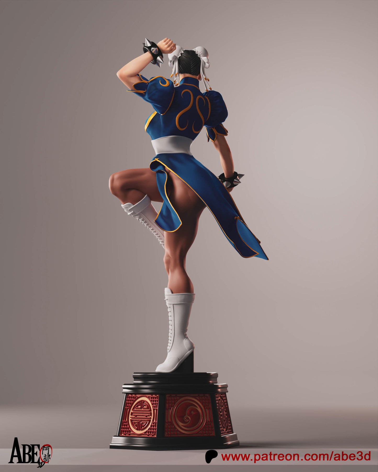 Street Fighter Chun-Li in her iconic outfit standing in a fighting pose