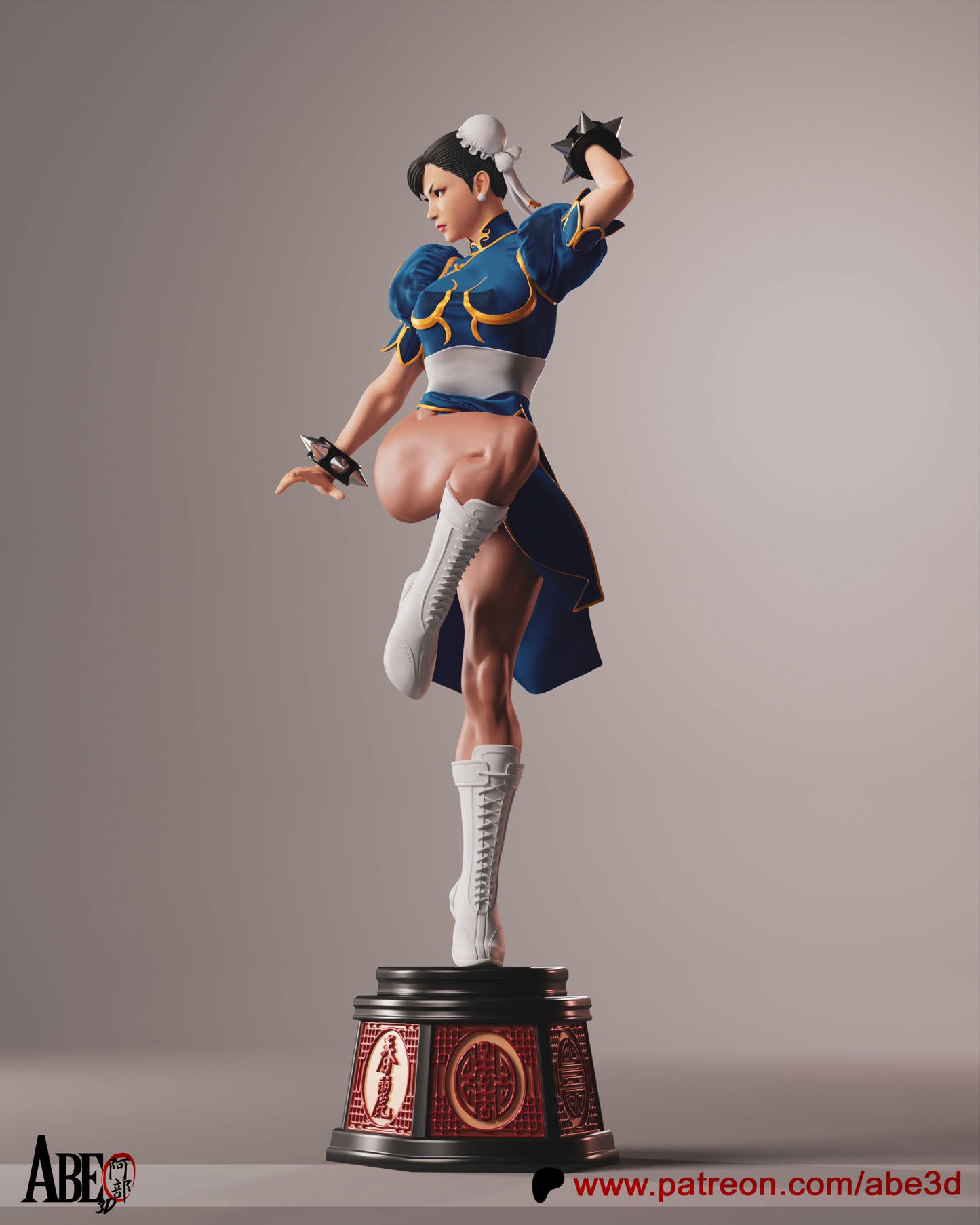 Street Fighter Chun-Li in her iconic outfit standing in a fighting pose