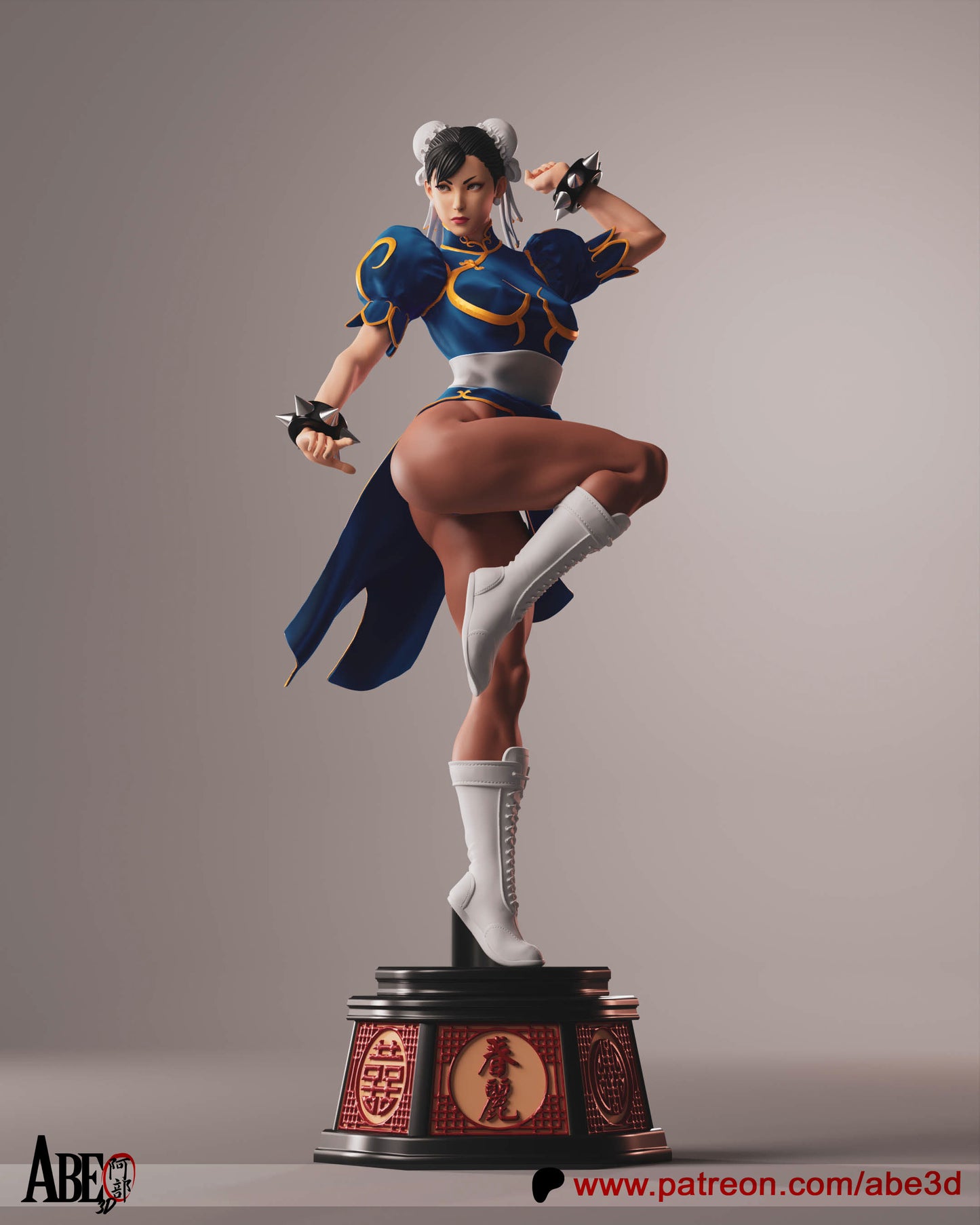 Street Fighter Chun-Li in her iconic outfit standing in a fighting pose