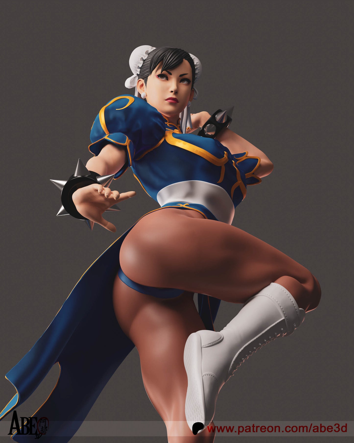 Street Fighter Chun-Li in her iconic outfit standing in a fighting pose