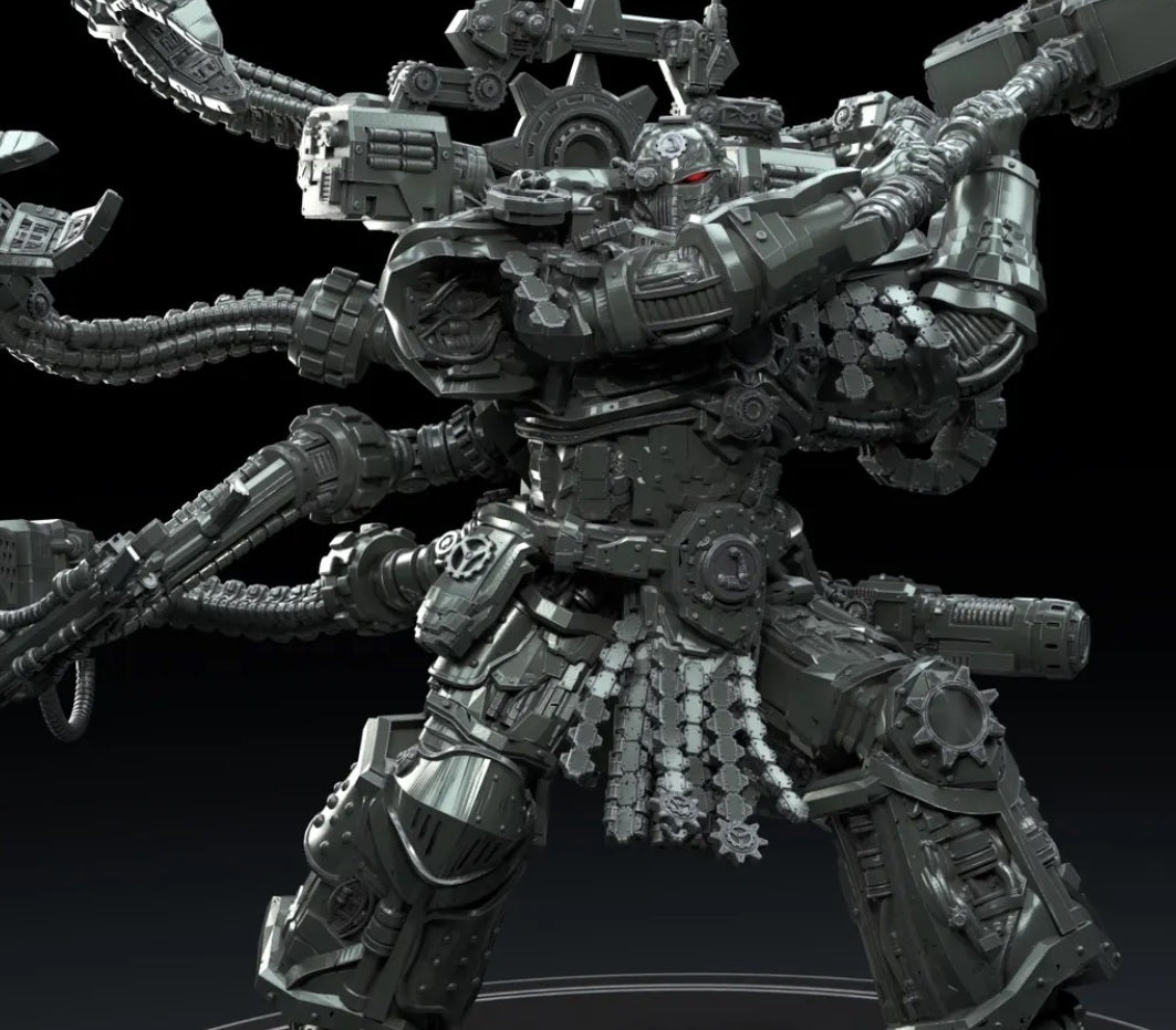 Ferrus Manus, Primarch of the Iron Hands, in ornate power armor, Warhammer 40K miniature.