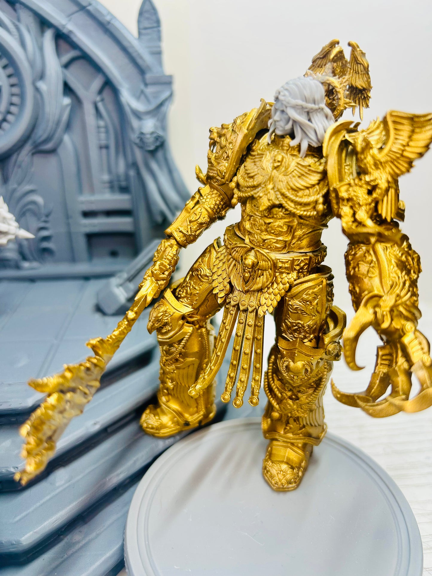 3D printed Emperor vs Horus diorama final battle Siege of Terra