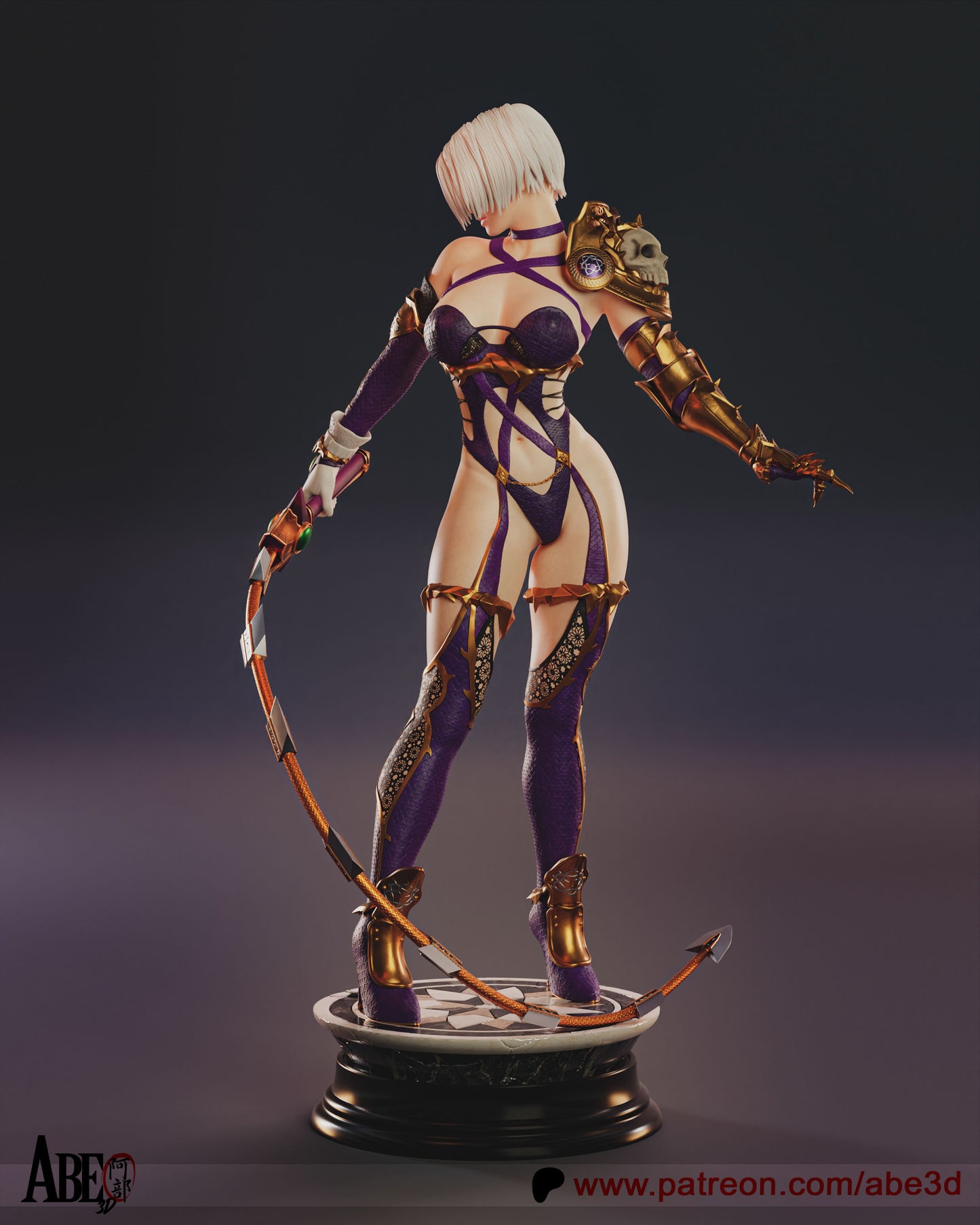Ivy Valentine from the SoulCalibur ame serise in her classic outfit and sword whip Valentine