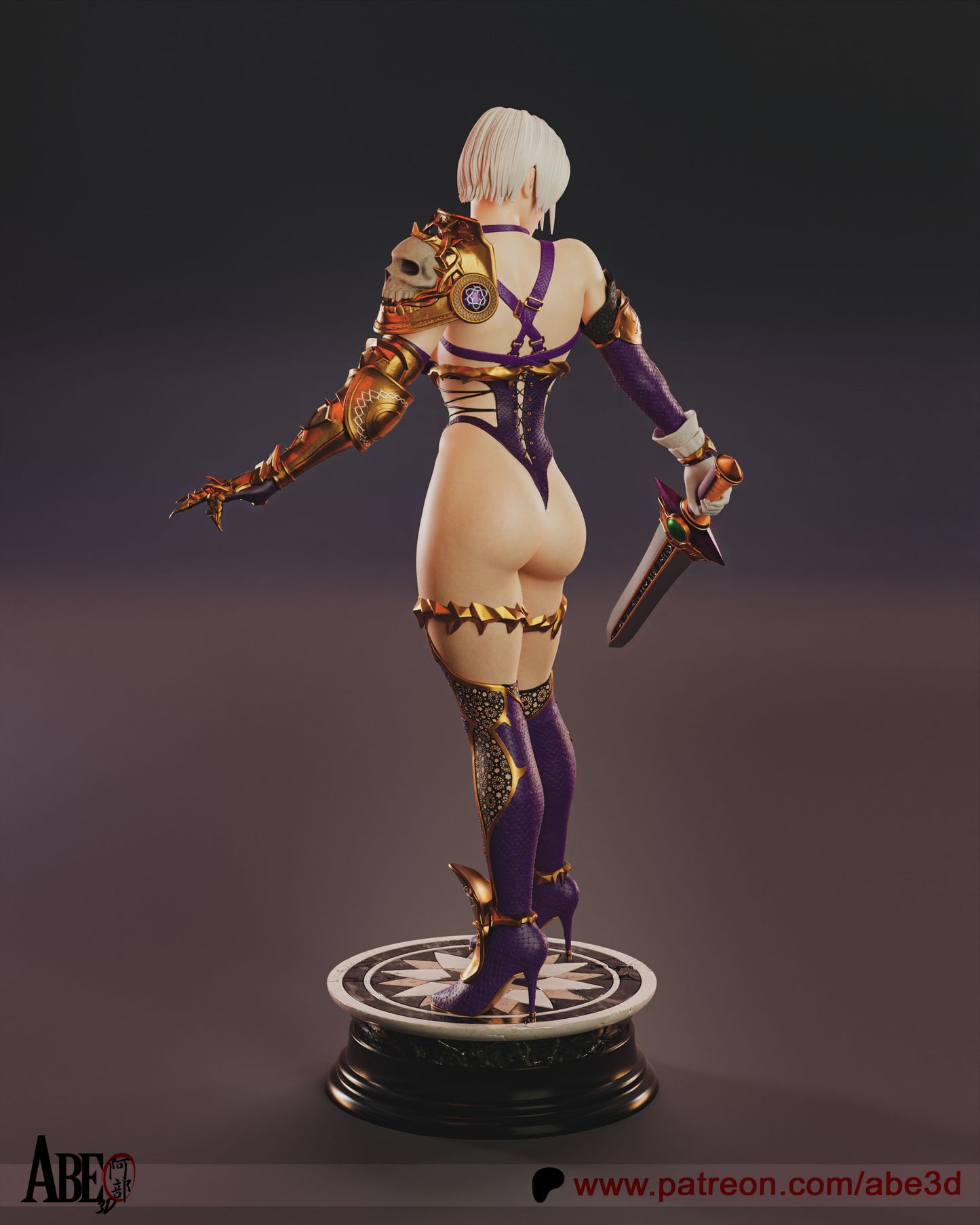 Ivy Valentine from the SoulCalibur ame serise in her classic outfit and sword whip Valentine