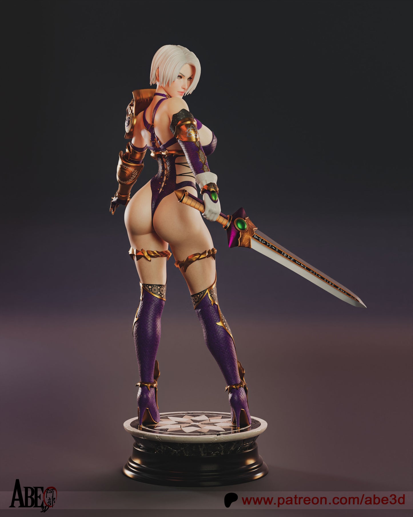 Ivy Valentine from the SoulCalibur ame serise in her classic outfit and sword whip Valentine