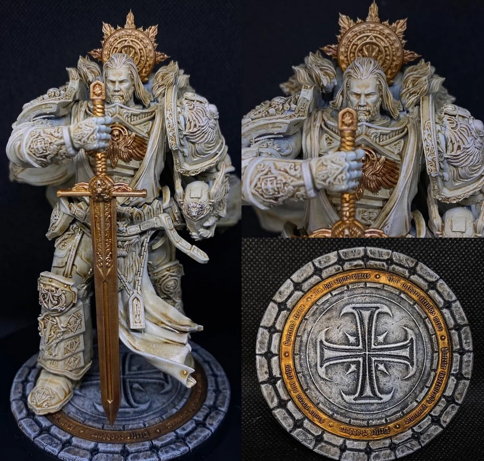 Lion El Johnson rimarch of the Dark Angels wearing ornate armour and carrying the Lion Sword