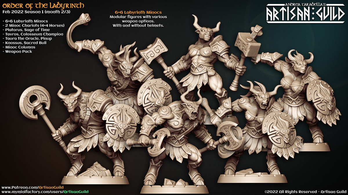 Minotaur Miniatures | Order of the Labyrinth | Fantasy D&D Miniature | Artisan Guild
