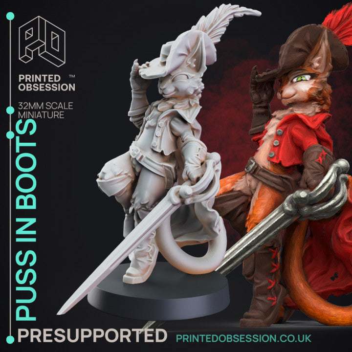 Puss in Boots | Tabaxi Caravan | Fantasy Miniature | Printed Obsession