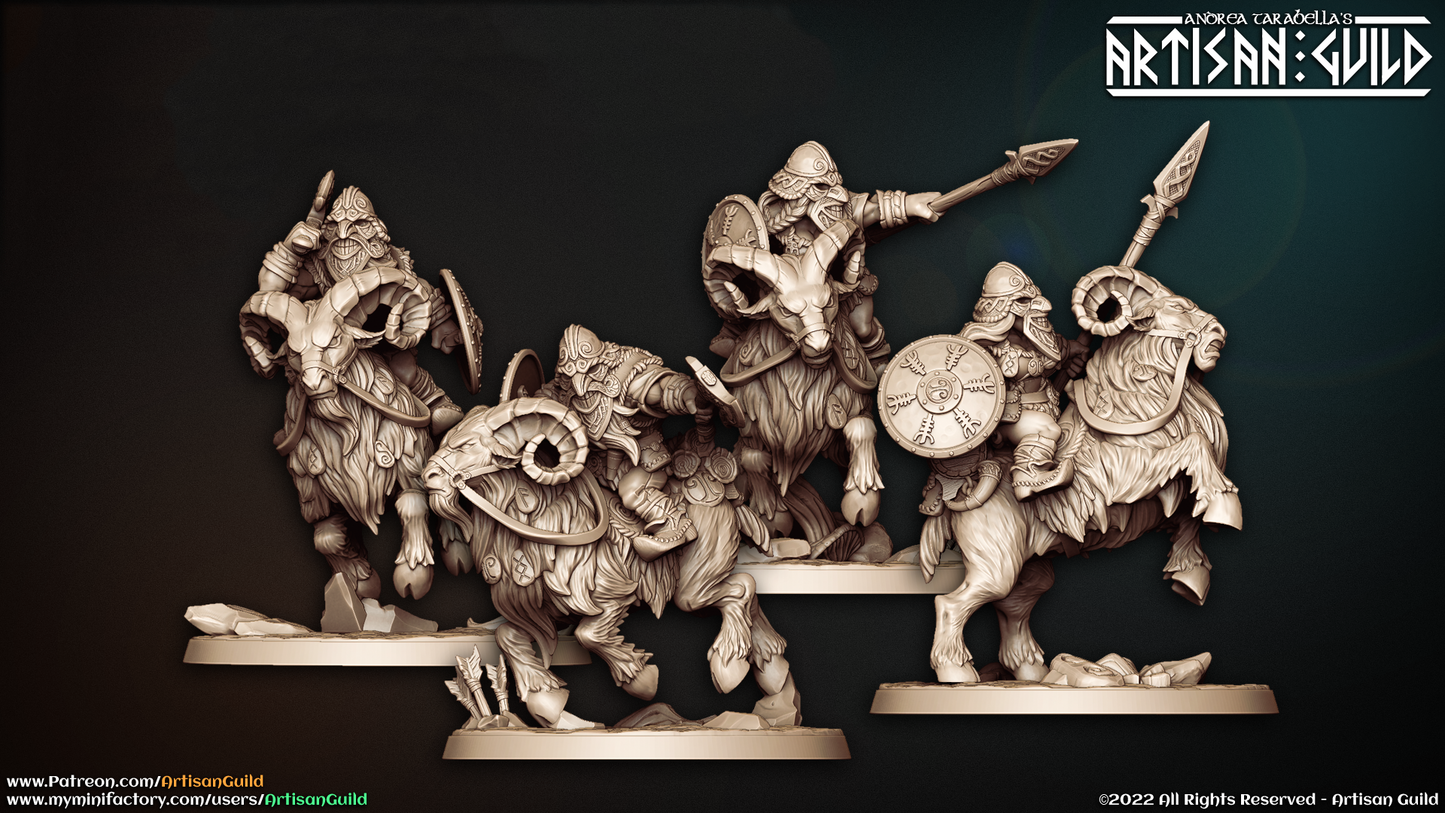 Ramrider w/ Mask Miniatures | Dwarven Mountaineers of Skutagaard | Fantasy D&D Miniature | Artisan Guild