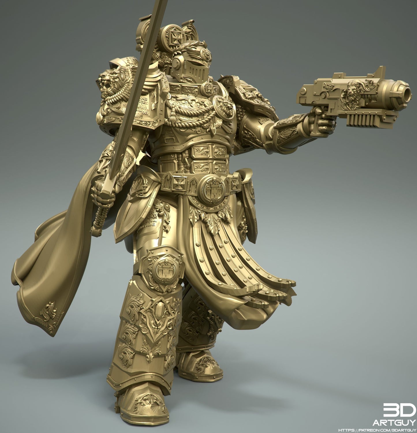 Rogal Dorn, Promarch of the Imperial Fists Legion standing in defiance of Chaos from Warhammer 40000