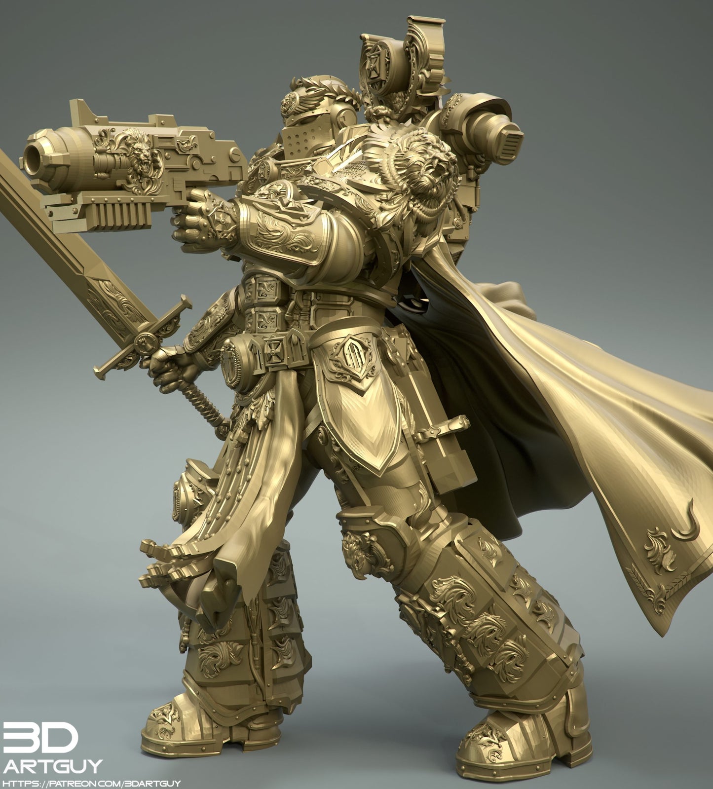 Rogal Dorn, Promarch of the Imperial Fists Legion standing in defiance of Chaos from Warhammer 40000