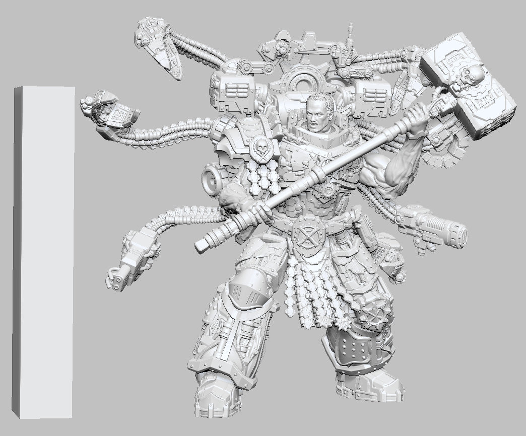 Ferrus Manus, Primarch of the Iron Hands, in ornate power armor, Warhammer 40K miniature.