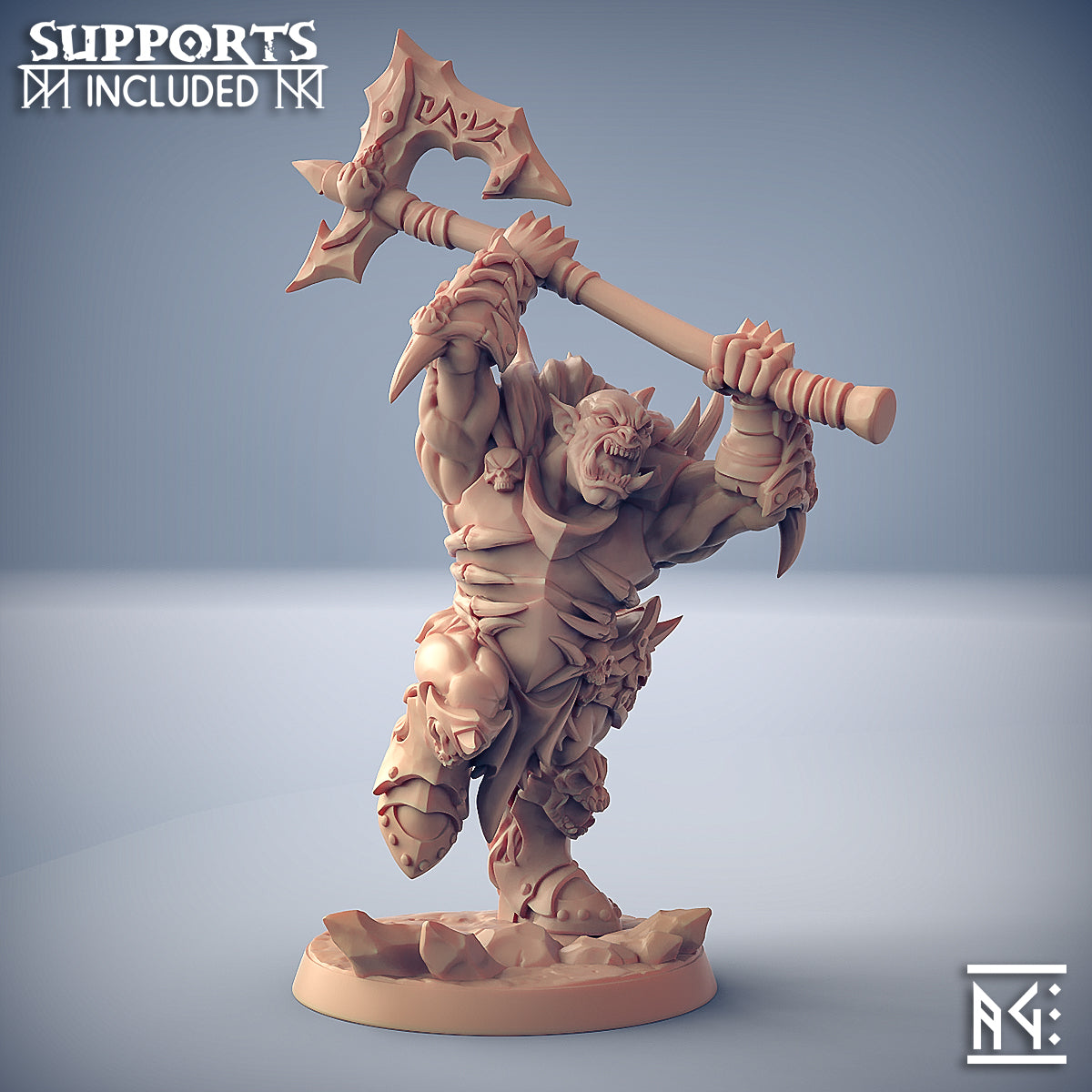 Orc Barbarian A | Frostmetal Clan | Fantasy D&D Miniature | Artisan Guild