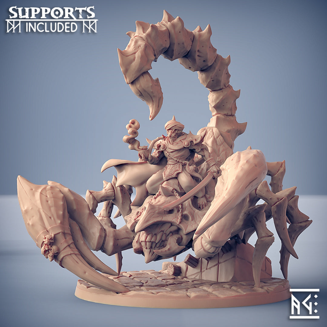 Namuir Makir on Scorpid King | Rakshakin Headhunter | Fantasy D&D Miniature | Artisan Guild