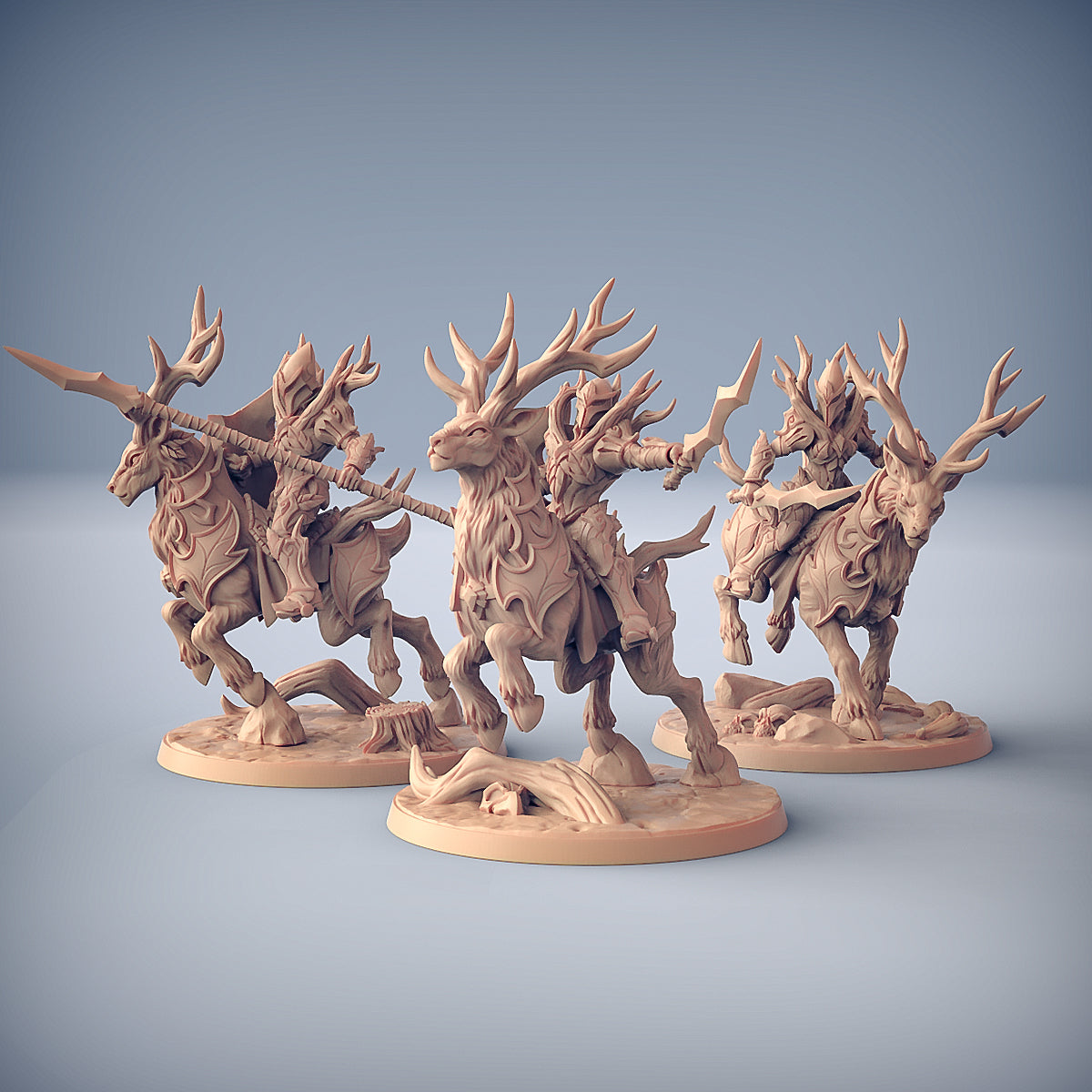 Sylvan Stag Rider w/Helmet Miniatures | Sylvan Knights | Fantasy D&D Miniature | Artisan Guild