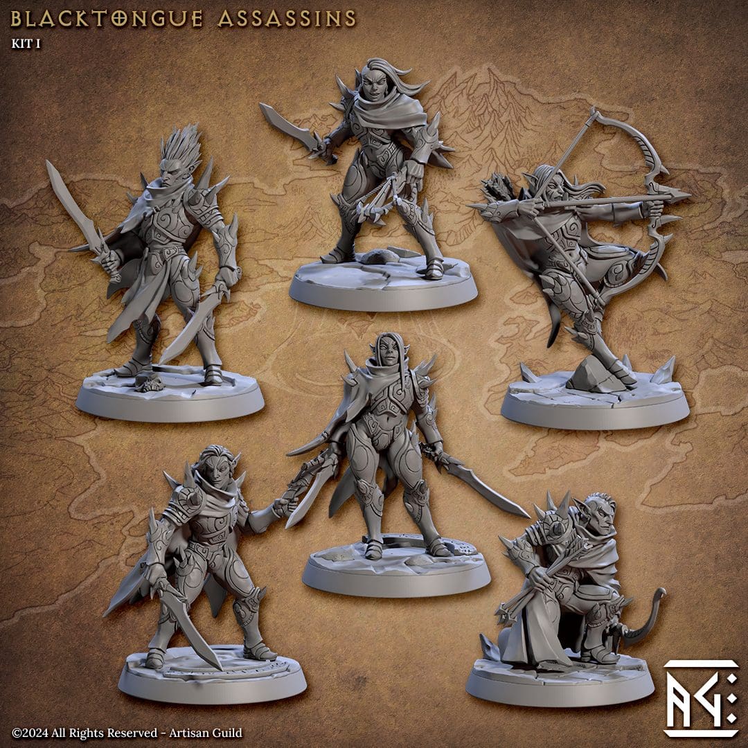 Assassin Miniatures | Blacktongue Assassins | Fantasy D&D Miniature | Artisan Guild