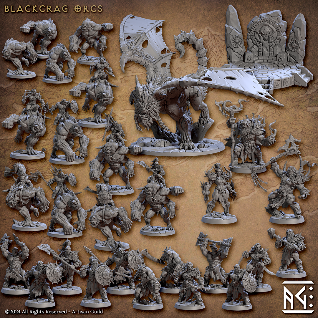 Blackcrag Orcs Miniatures (Full Set) | Fantasy D&D Miniature | Artisan Guild