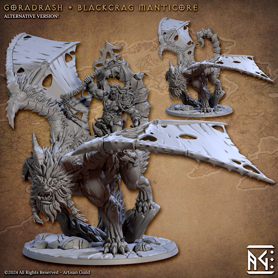 Gordarash on Manticore | Blackcrag Orcs | Fantasy D&D Miniature | Artisan Guild