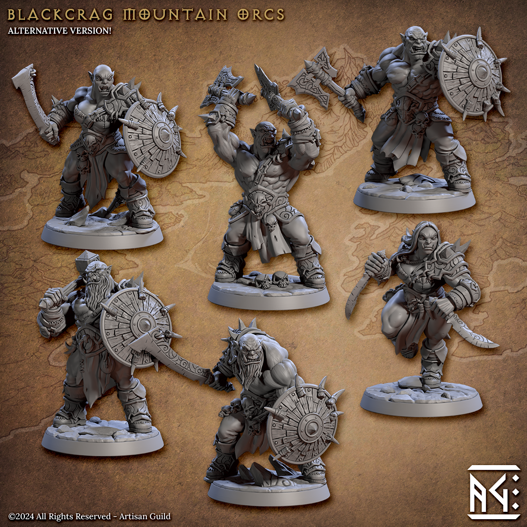Blackcrag Orcs Miniatures (Full Set) | Fantasy D&D Miniature | Artisan Guild