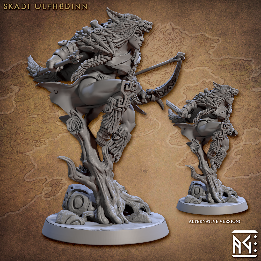 Norse Barbarian Ranger Skadi Ulfhedinn | Skutagaard Northmen Saga II | Fantasy D&D Miniature | Artisan Guild