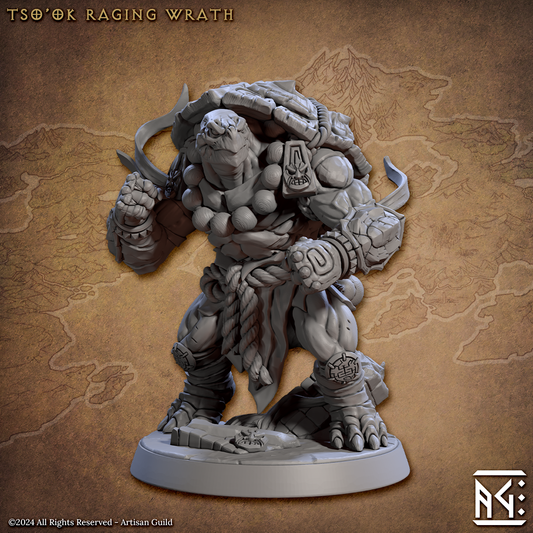 Tortle Tso'Ok Raging Wrath | Jadeshell Turtlekin | Fantasy D&D Miniature | Artisan Guild