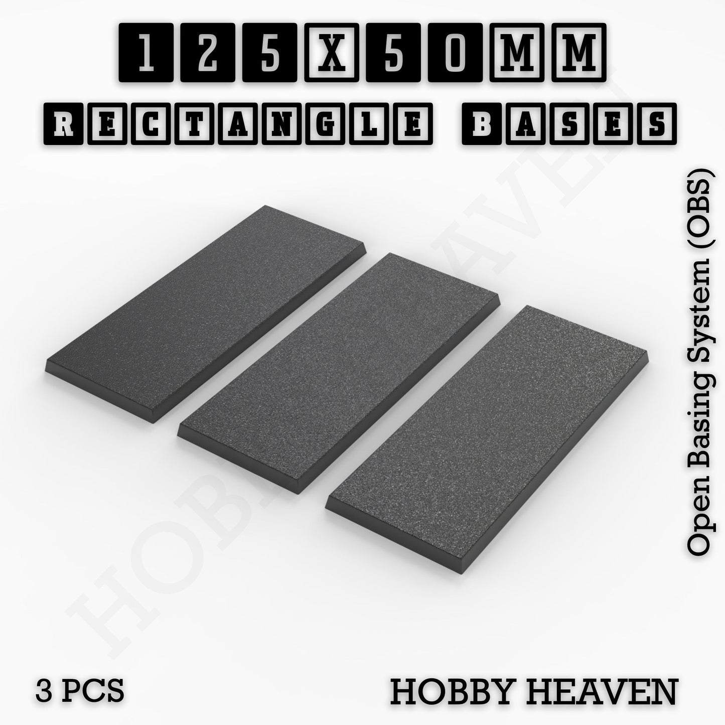Rectangle Bases Range Sizes - 125x50mm to 200x175mm Large Sizes 3d Print Full Range Tabletop Games