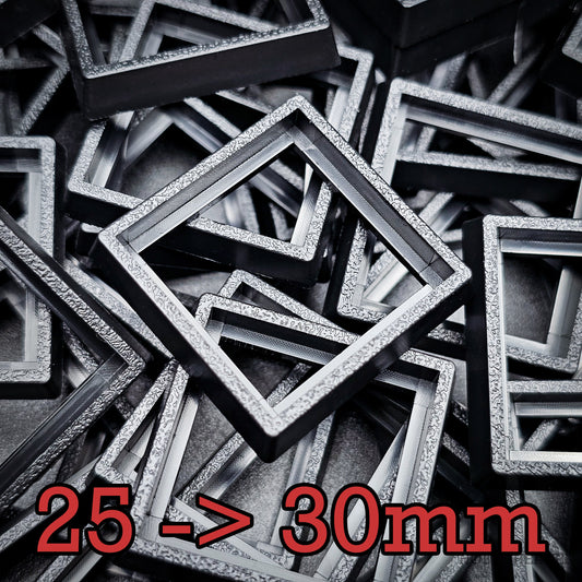 25–30mm Square Base Adapters | Injection Moulded | No Rebasing Required | Fits Popular Fantasy Miniatures