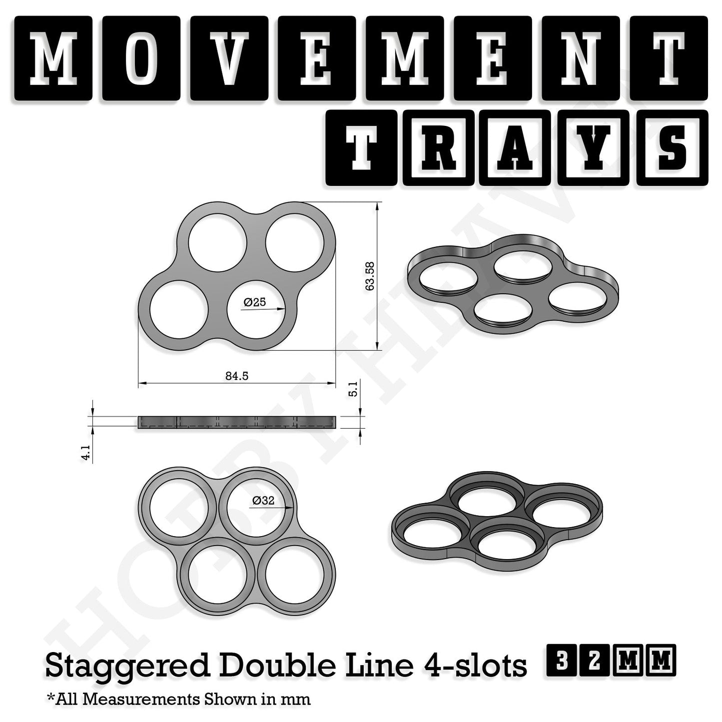 32mm Movement Trays for Tabletop Games | Compatible with Popular Miniatures | Full Range