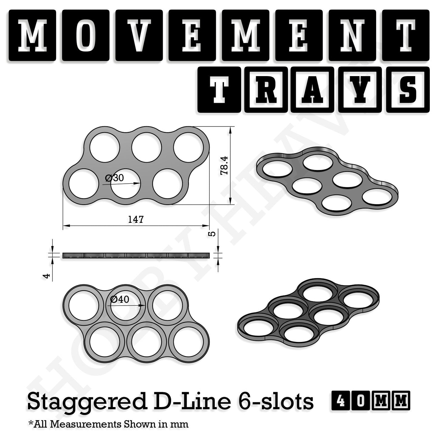 40mm Movement Trays for 28mm Miniatures | Tabletop Wargames Compatible | Full Range