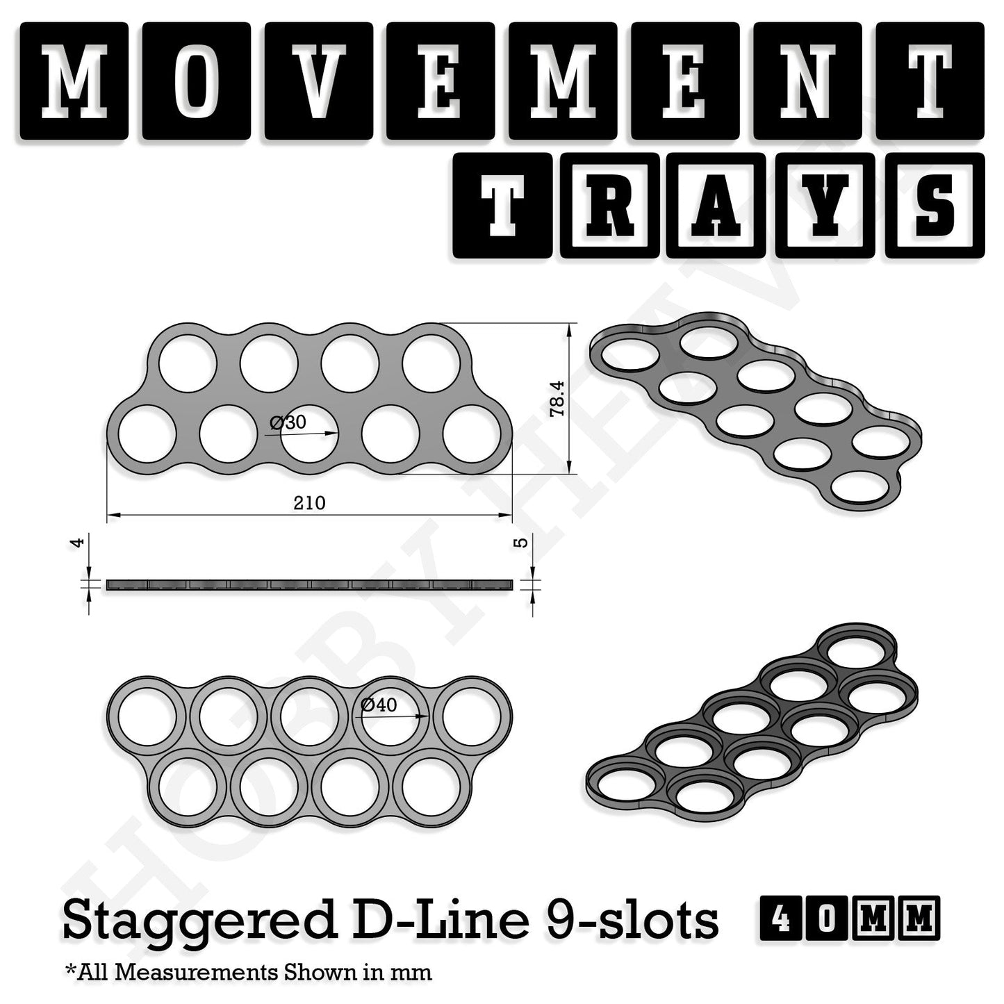 40mm Movement Trays for 28mm Miniatures | Tabletop Wargames Compatible | Full Range