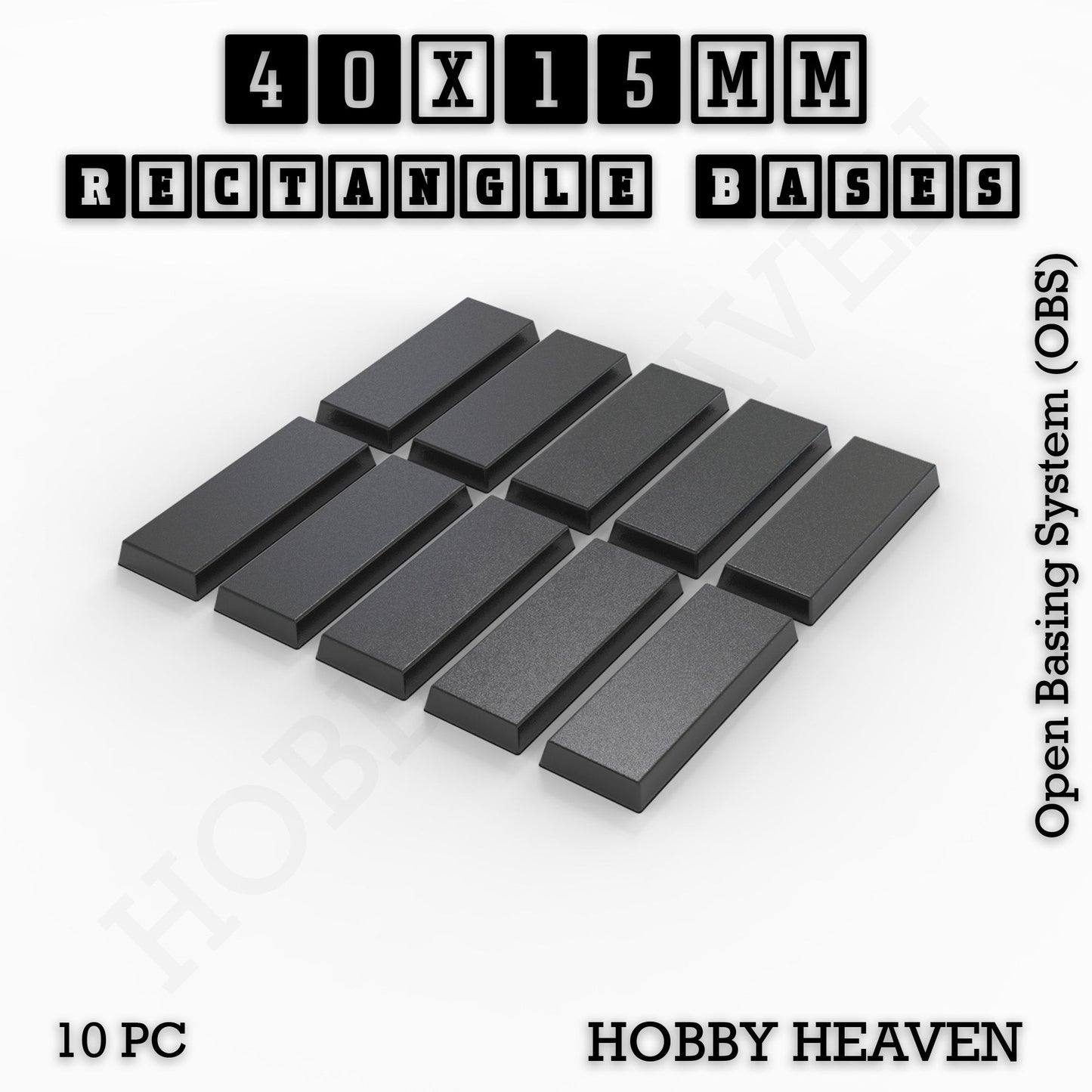 Rectangle Bases Range Sizes - 75x30mm to 125x40mm Medium Sizes 3d Print Full Range Tabletop Games