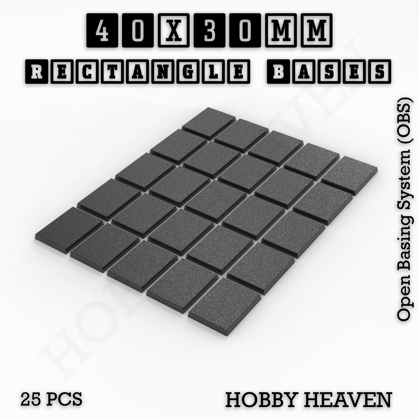 Rectangle Bases Range Sizes - 20x15mm to 75x25mm Small Sizes 3d Print Full Range Tabletop Games