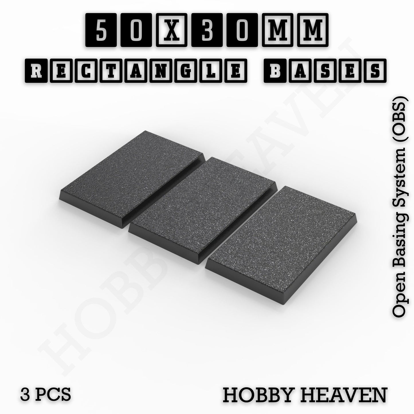 Rectangle Bases Range Sizes - 20x15mm to 75x25mm Small Sizes 3d Print Full Range Tabletop Games