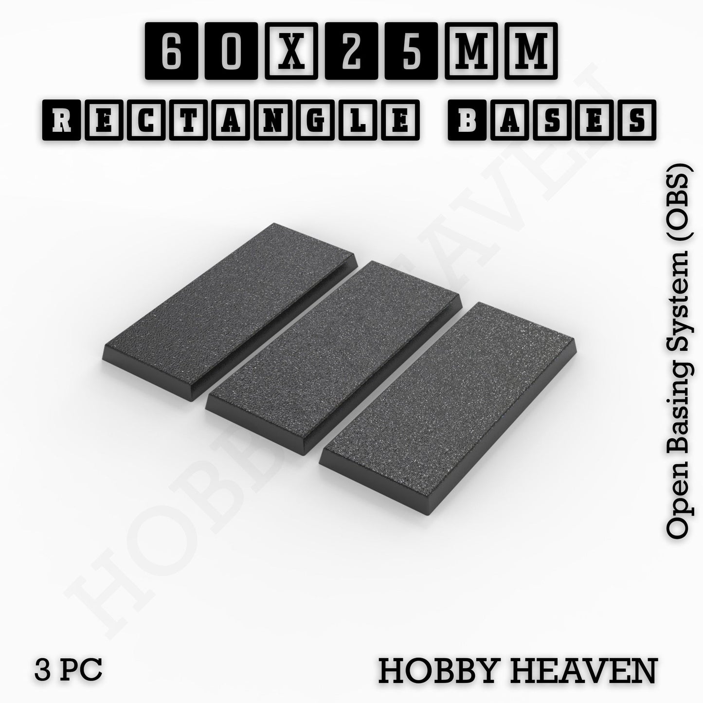 Rectangle Bases Range Sizes - 20x15mm to 75x25mm Small Sizes 3d Print Full Range Tabletop Games