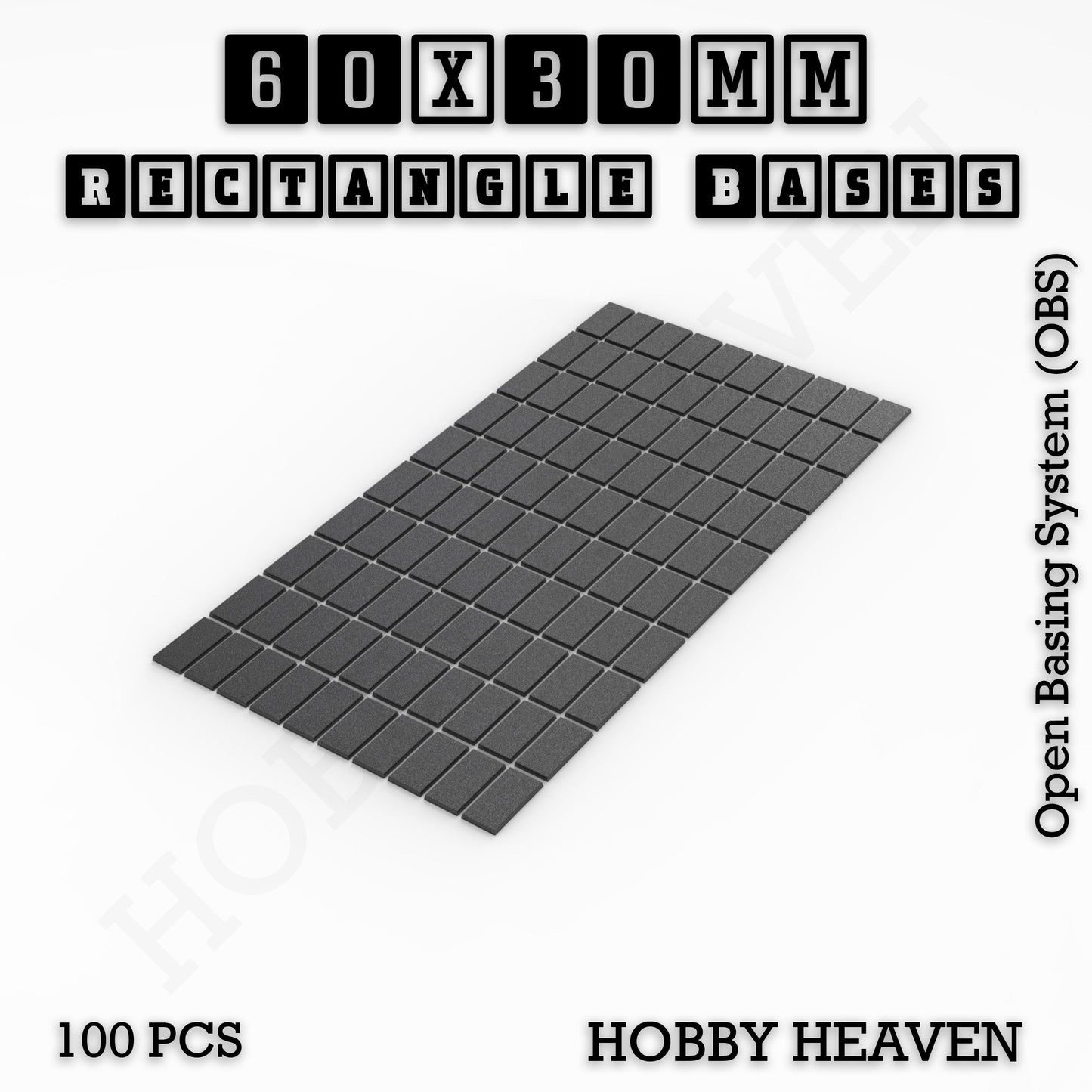 Rectangle Bases Range Sizes - 20x15mm to 75x25mm Small Sizes 3d Print Full Range Tabletop Games