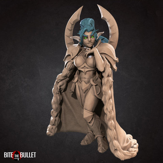 Moira the Sentinel Pin-Up |  Night Elves | Fantasy Miniature | Bite the Bullet