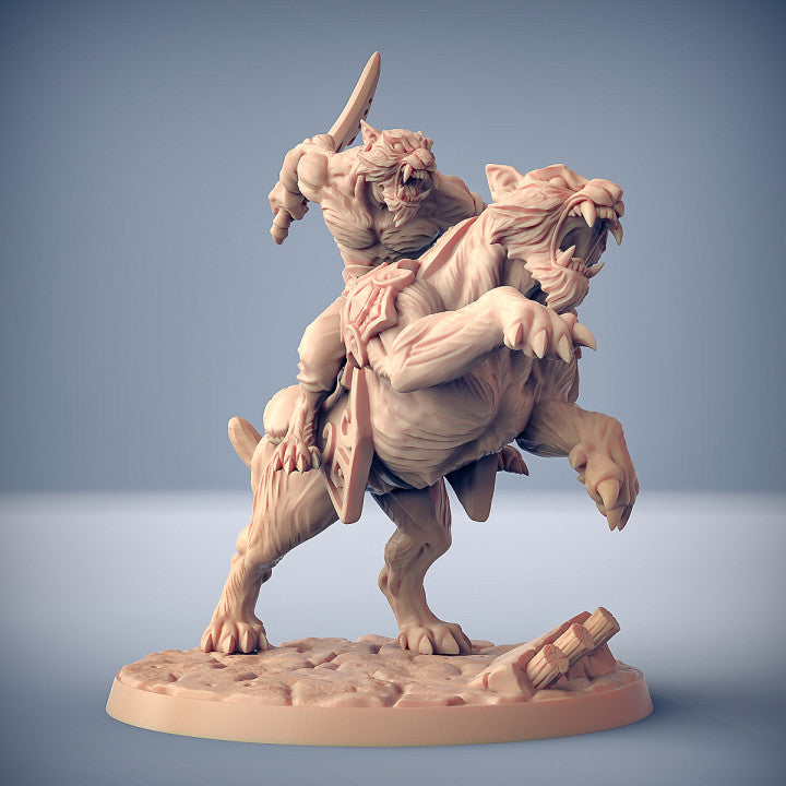 Rakshatiger Rider Miniatures | Rakshakin Headhunter | Fantasy D&D Miniature | Artisan Guild