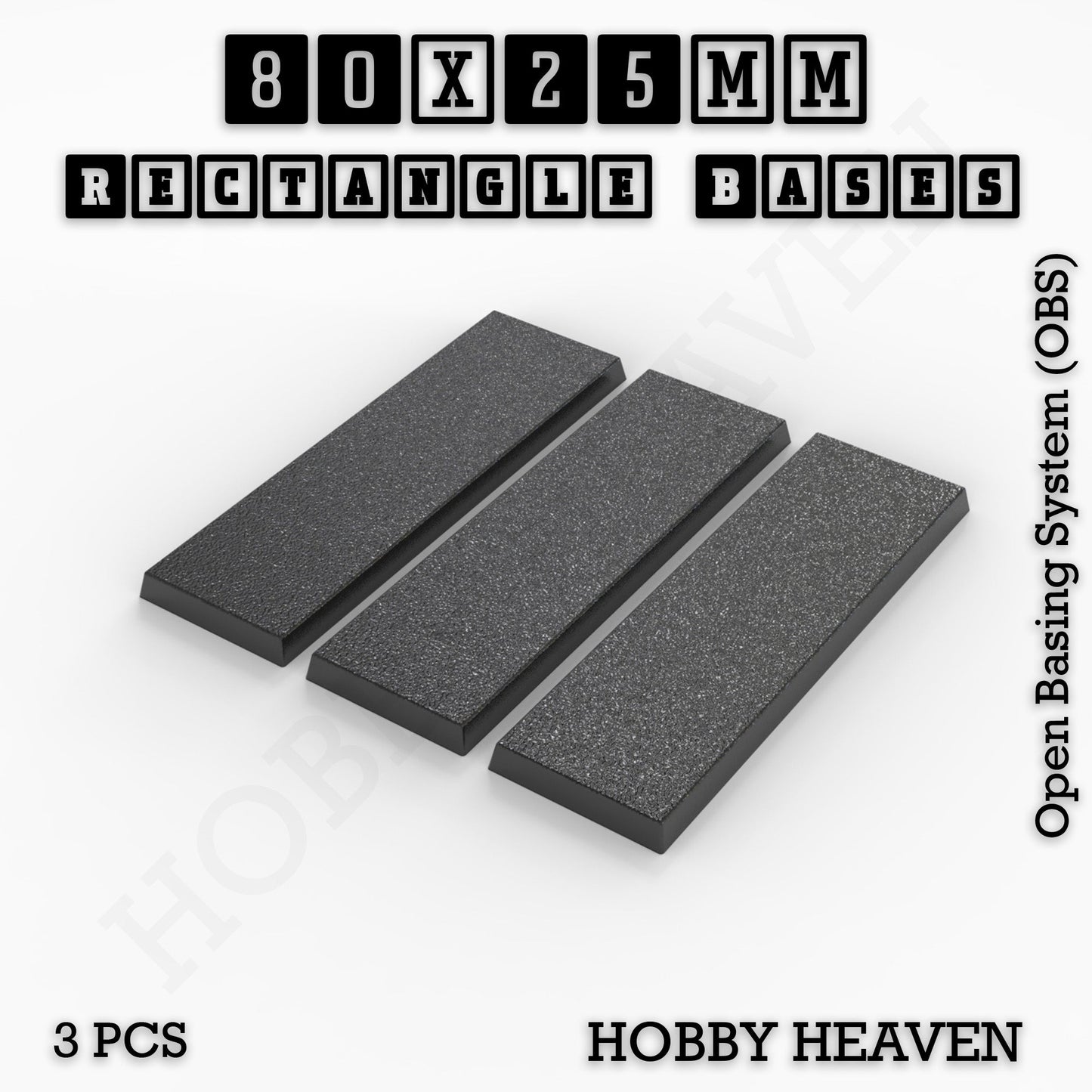 Rectangle Bases Range Sizes - 75x30mm to 125x40mm Medium Sizes 3d Print Full Range Tabletop Games