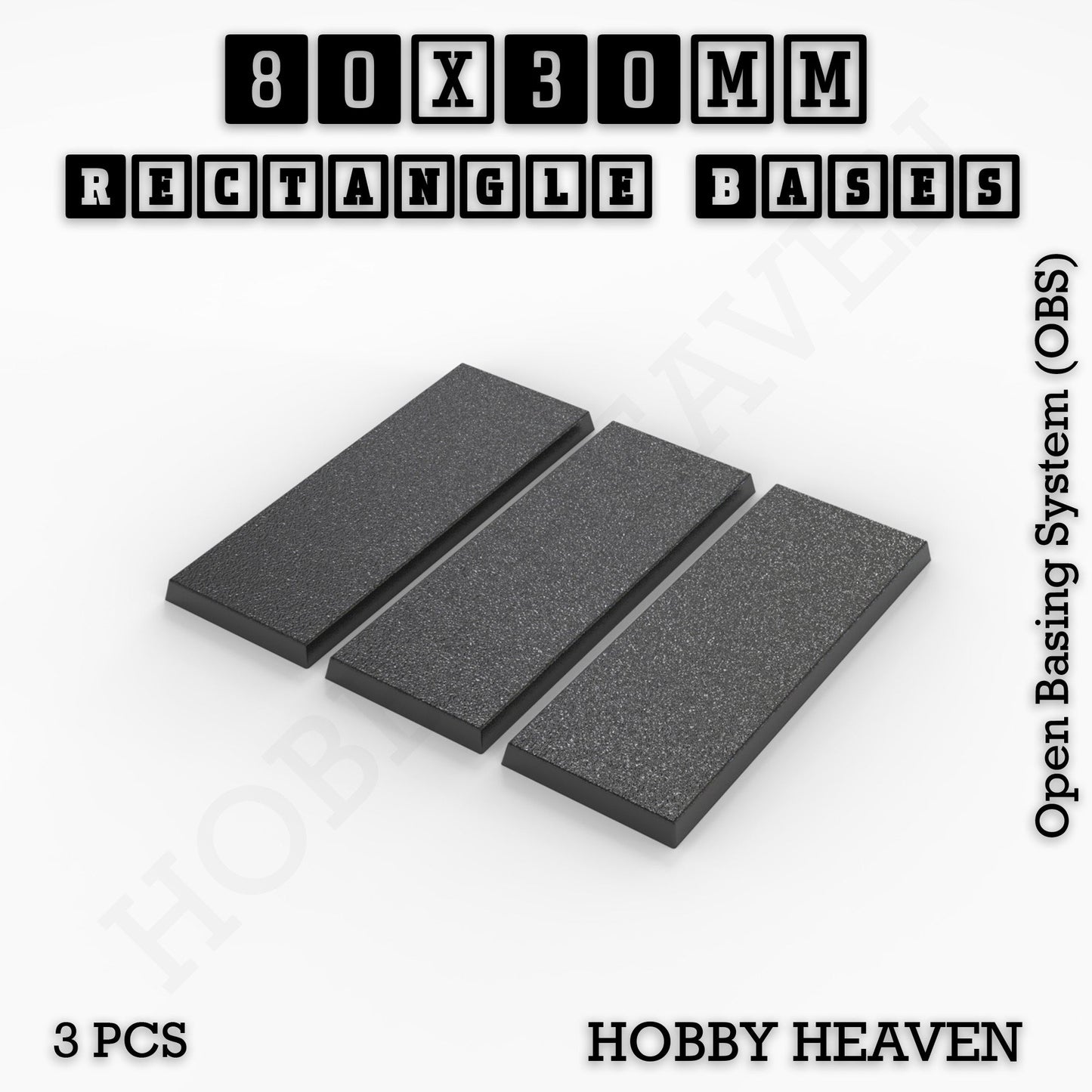 Rectangle Bases Range Sizes - 75x30mm to 125x40mm Medium Sizes 3d Print Full Range Tabletop Games