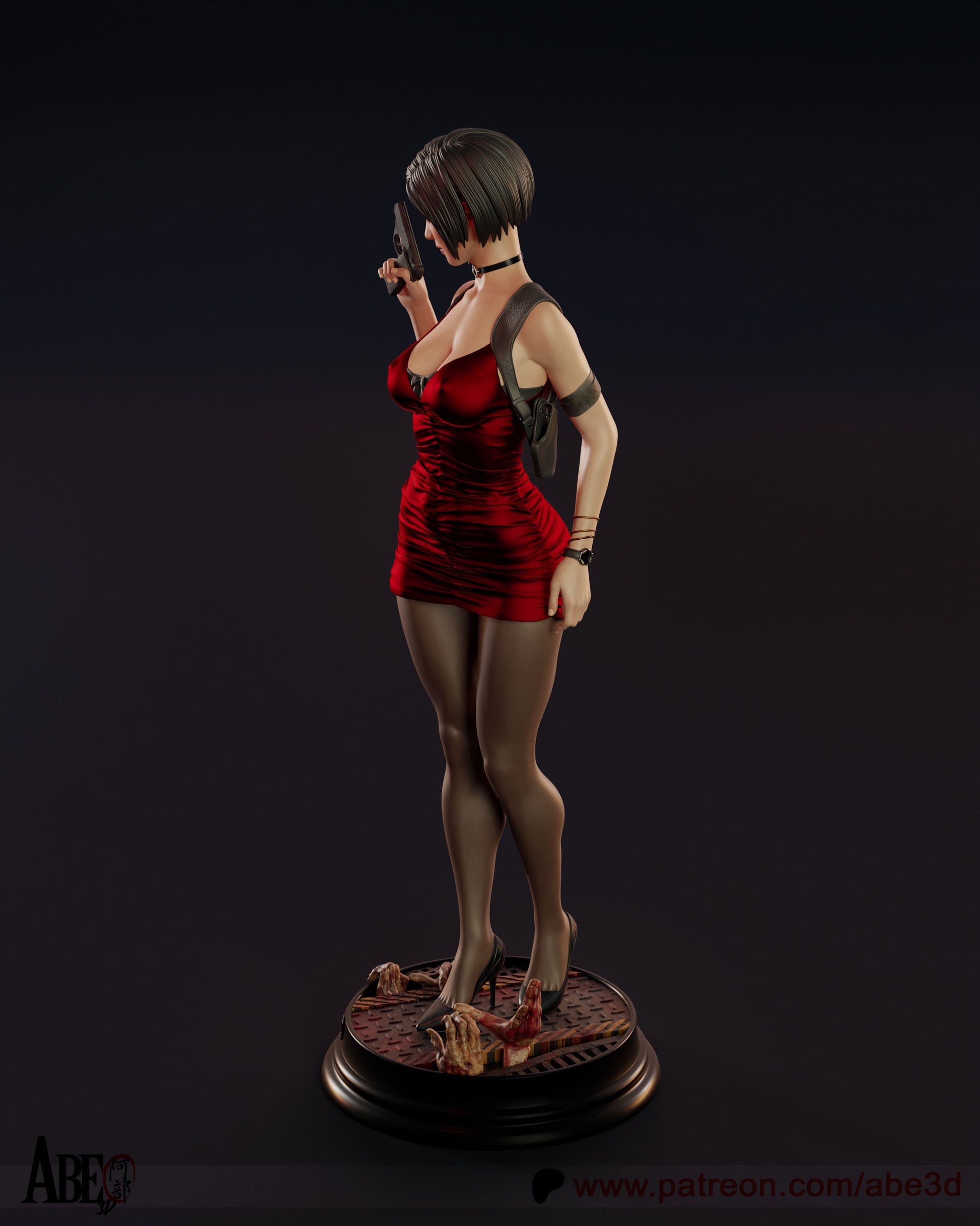 Ada Wong from Resident Evil 3D printed model statue in a sexy pose