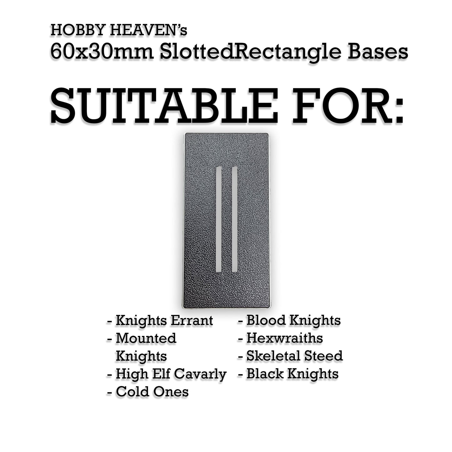 60x30mm Rectangle Slotted Plastic Bases