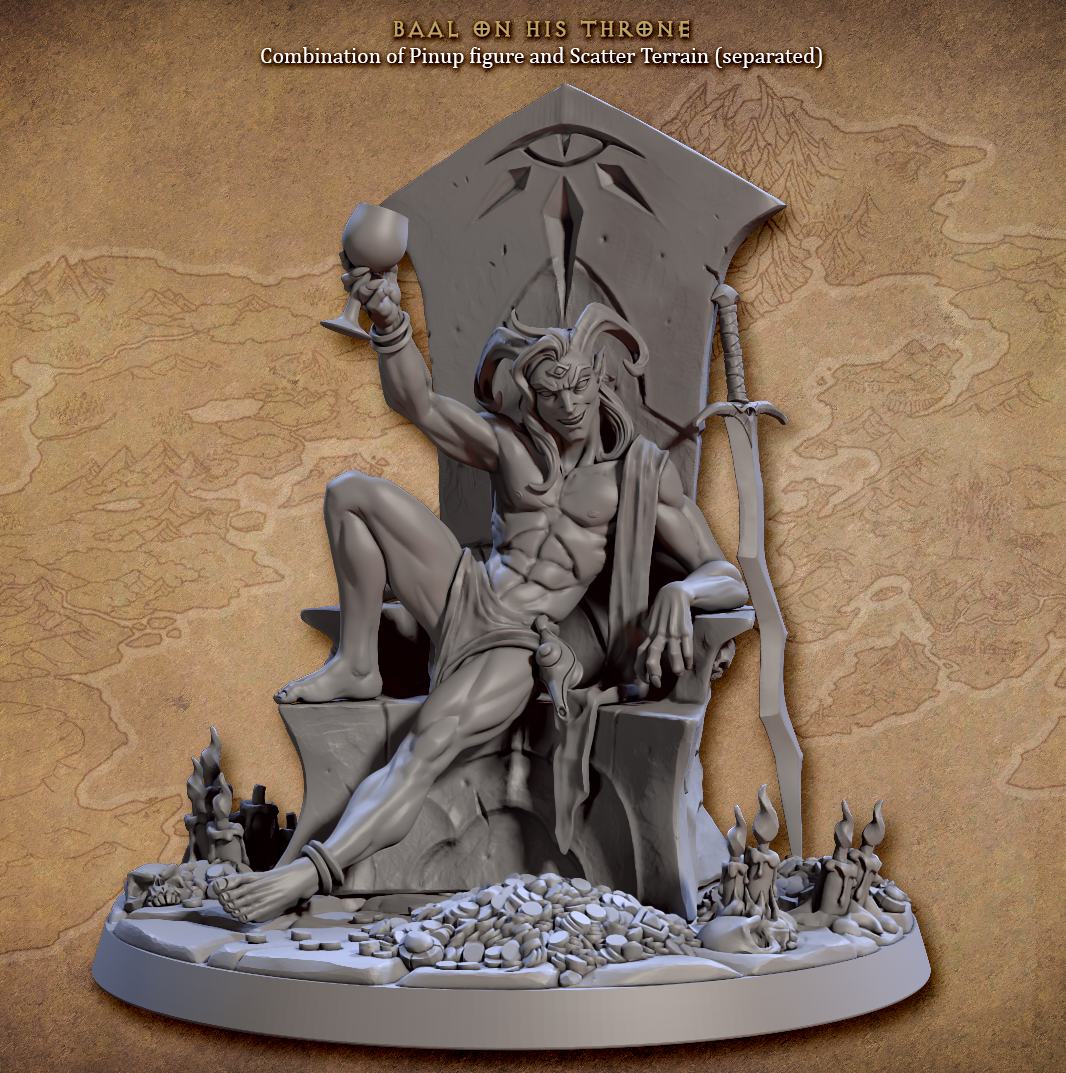 Baal on Throne Pin-Up | City of Intrigues | Fantasy D&D Miniature | Artisan Guild
