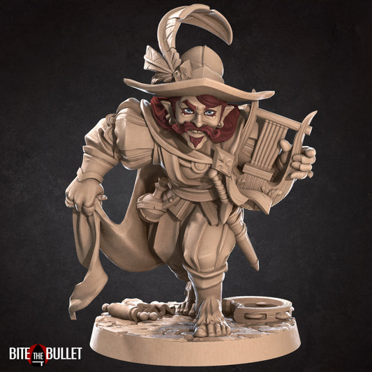 Bard w/ Lyre | Halflings | Fantasy Miniature | Bite the Bullet