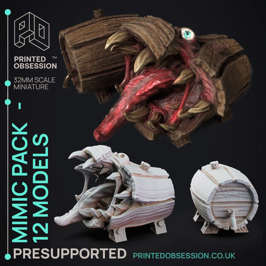 Barrel Mimic Miniatures | Ninjas & Mimics | Fantasy Miniature | Printed Obsession
