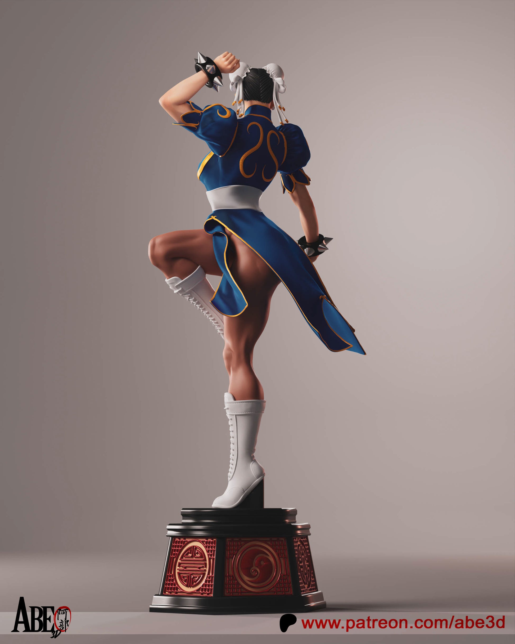 Street Fighter Chun-Li in her iconic outfit standing in a fighting pose