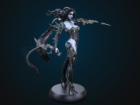 dark elf, dark, elf, game, gaming, model, figure, mini, miniature, metis, metis minis, alien, woman, girl, warrior, sexy elf, dark eldar, wizard, sorcerer, sorceress, warlock, dungeons and dragons, dungeons, dragons, table top, tabel, table, top, Aeldari, Eldari, warhammer, 40k, 30k, proxy, army