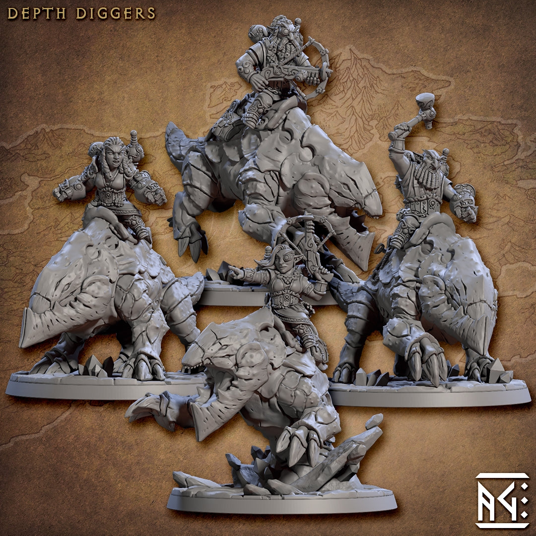 Depth Digger Rider Miniatures | Gnomes of Golemmar | Fantasy | Artisan Guild