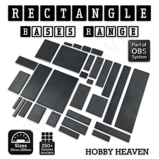 Rectangle Bases Range Sizes - 20x15mm to 75x25mm Small Sizes 3d Print Full Range Tabletop Games