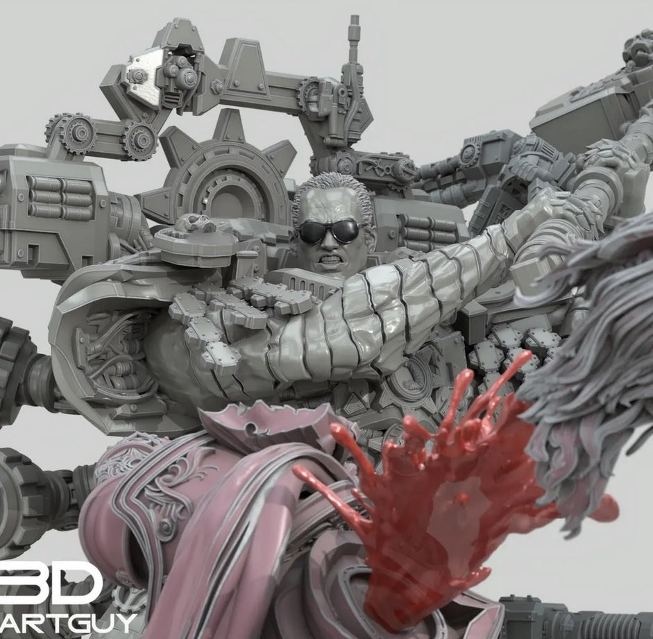 Ferrus Manus, Primarch of the Iron Hands, in ornate power armor, Warhammer 40K miniature.